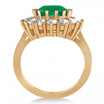 Oval Emerald and Diamond Ring 14k Rose Gold (5.40ctw)