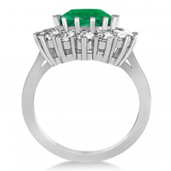 Oval Emerald and Diamond Ring 18k White Gold (5.40ctw)