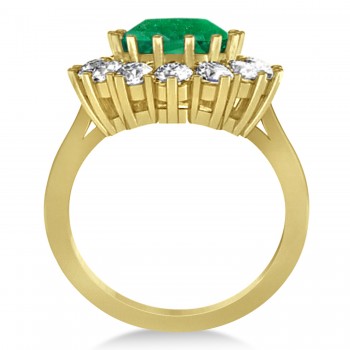 Oval Emerald and Diamond Ring 18k Yellow Gold (5.40ctw)