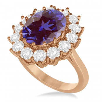 Oval Lab Alexandrite & Diamond Accented Ring in 14k Rose Gold (5.40ctw)