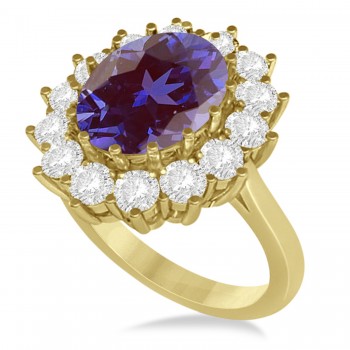 Oval Lab Alexandrite & Diamond Accented Ring in 14k Yellow Gold (5.40ctw)