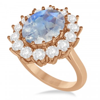 Oval Moonstone & Diamond Accented Ring in 14k Rose Gold (5.40ctw)