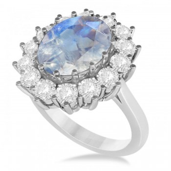Oval Moonstone & Diamond Accented Ring in 14k White Gold (5.40ctw)