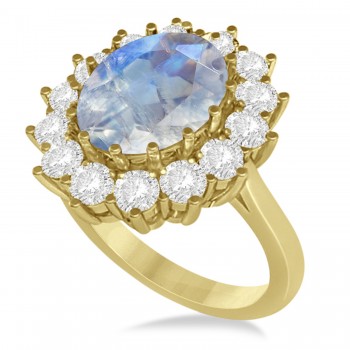 Oval Moonstone & Diamond Accented Ring in 14k Yellow Gold (5.40ctw)