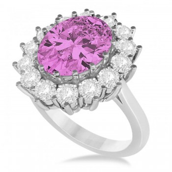 Oval Pink Sapphire & Diamond Accented Ring in 14k White Gold (5.40ctw)