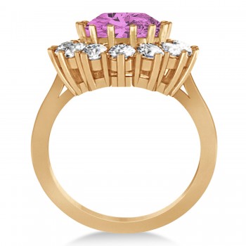 Oval Pink Sapphire & Diamond Accented Ring 18k Rose Gold (5.40ctw)