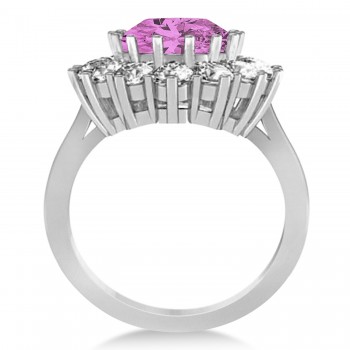 Oval Pink Sapphire & Diamond Accented Ring in 18k White Gold (5.40ctw)