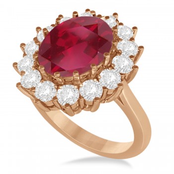 Oval Ruby and Diamond Ring 14k Rose Gold (5.40ctw)