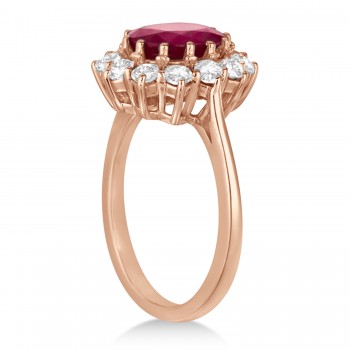 Oval Ruby and Diamond Ring 14k Rose Gold (5.40ctw)