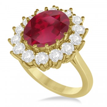 Oval Ruby and Diamond Ring 18k Yellow Gold (5.40ctw)