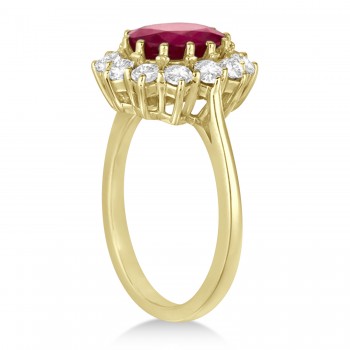 Oval Ruby and Diamond Ring 18k Yellow Gold (5.40ctw)