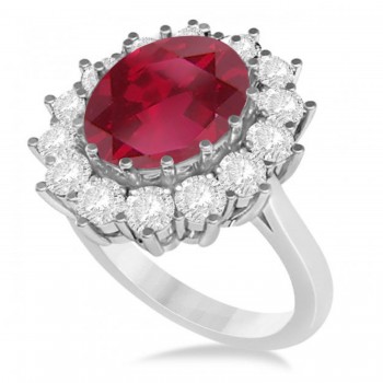 Oval Ruby and Diamond Ring Platinum (5.40ctw)
