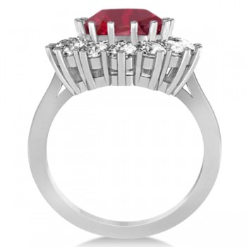 Oval Ruby and Diamond Ring Platinum (5.40ctw)