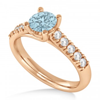 Aquamarine & Diamond Accented Pre-Set Engagement Ring 14k Rose Gold (1.05ct)