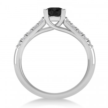 Black & White Diamond Accented Pre-Set Engagement Ring 14k White Gold (1.05ct)