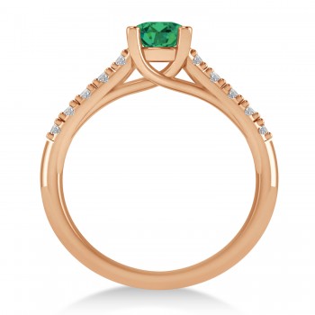 Emerald & Diamond Accented Pre-Set Engagement Ring 14k Rose Gold (1.05ct)