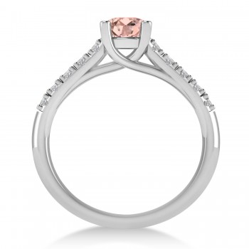 Morganite & Diamond Accented Pre-Set Engagement Ring 14k White Gold (1.05ct)