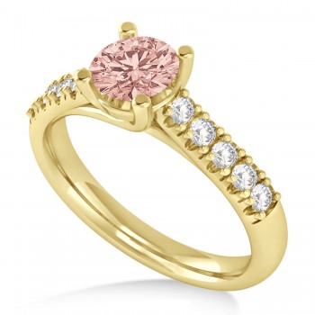 Morganite & Diamond Accented Pre-Set Engagement Ring 14k Yellow Gold (1.05ct)