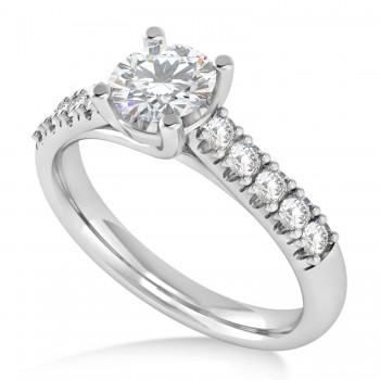 Moissanite & Diamond Accented Pre-Set Engagement Ring 14k White Gold (1.05ct)