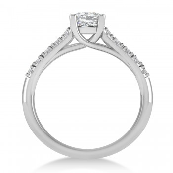 Moissanite & Diamond Accented Pre-Set Engagement Ring 14k White Gold (1.05ct)