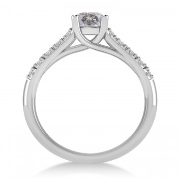 Salt & Pepper & White Diamond Accented Pre-Set Engagement Ring 14k White Gold (1.05ct)