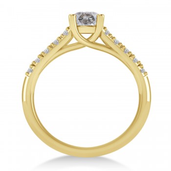 Salt & Pepper & White Diamond Accented Pre-Set Engagement Ring 14k Yellow Gold (1.05ct)