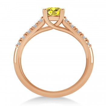 Yellow & White Diamond Accented Pre-Set Engagement Ring 14k Rose Gold (1.05ct)