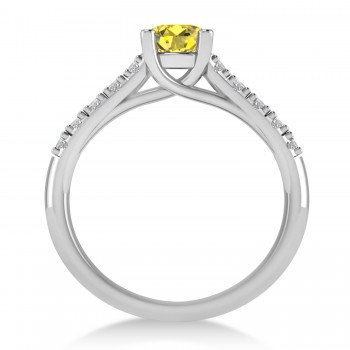 Yellow & White Diamond Accented Pre-Set Engagement Ring 14k White Gold (1.05ct)