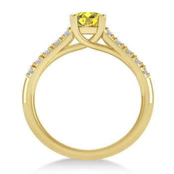 Yellow & White Diamond Accented Pre-Set Engagement Ring 14k Yellow Gold (1.05ct)