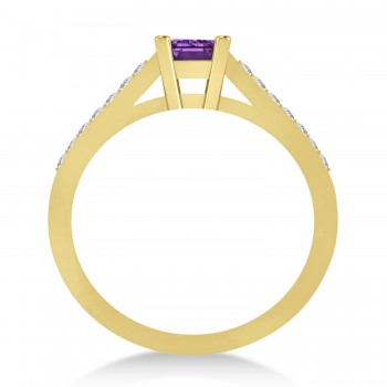 Amethyst & Emerald-Cut Diamond Pre-Set Engagement Ring 14k Yellow Gold (1.09ct)