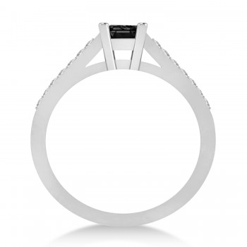 Black & White Emerald-Cut Diamond Pre-Set Engagement Ring 14k White Gold (1.09ct)