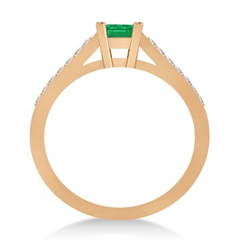 Emerald & Emerald-Cut Diamond Pre-Set Engagement Ring 14k Rose Gold (1.09ct)