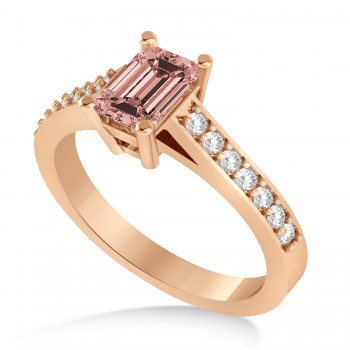 Morganite & Emerald-Cut Diamond Pre-Set Engagement Ring 14k Rose Gold (1.09ct)