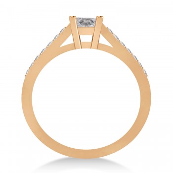 Salt & Pepper & White Emerald-Cut Diamond Pre-Set Engagement Ring 14k Rose Gold (1.09ct)