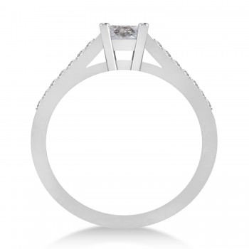 Salt & Pepper & White Emerald-Cut Diamond Pre-Set Engagement Ring 14k White Gold (1.09ct)