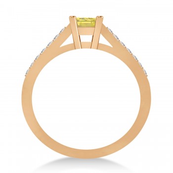 Yellow & White Emerald-Cut Diamond Pre-Set Engagement Ring 14k Rose Gold (1.09ct)