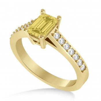 Yellow & White Emerald-Cut Diamond Pre-Set Engagement Ring 14k Yellow Gold (1.09ct)