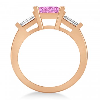 Pink Sapphire & Diamond Three-Stone Radiant Ring 14k Rose Gold (2.12ct)