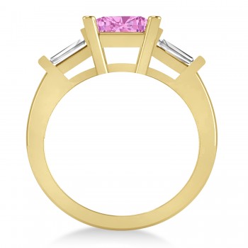 Pink Sapphire & Diamond Three-Stone Radiant Ring 14k Yellow Gold (2.12ct)