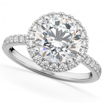 Round Halo Diamond Engagement Ring 14K White Gold (2.50ct)