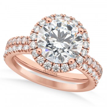 Diamond Round-Cut Halo Bridal Set 14K Rose Gold (2.77ct)