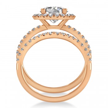 Diamond Round-Cut Halo Bridal Set 14K Rose Gold (2.77ct)