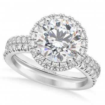 Diamond Round-Cut Halo Bridal Set 14K White Gold (2.77ct)