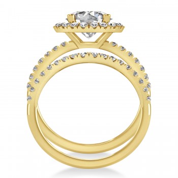 Diamond Round-Cut Halo Bridal Set 14K Yellow Gold (2.77ct)