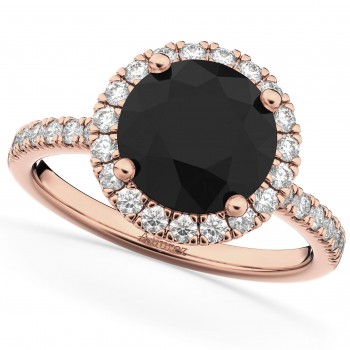 Halo White & Black Diamond Engagement Ring 14K Rose Gold (2.50ct)