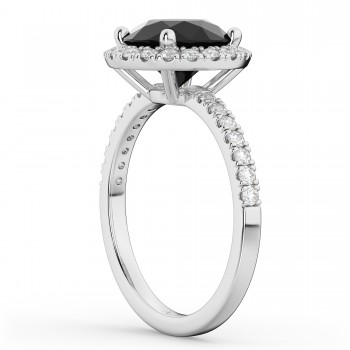 Halo White & Black Diamond Engagement Ring 14K White Gold (2.50ct)