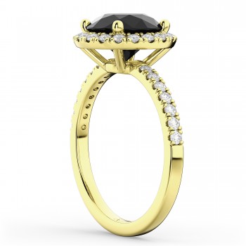 Halo White & Black Diamond Engagement Ring 14K Yellow Gold (2.50ct)