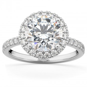 Diamond Accented Halo Engagement Ring Setting 14K White Gold (0.50ct)