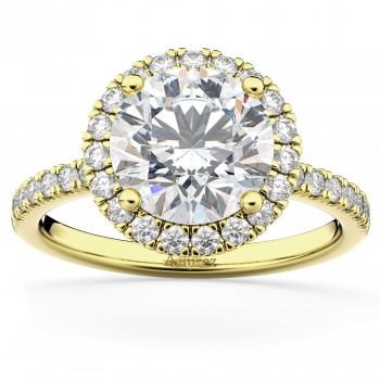 Diamond Accented Halo Engagement Ring Setting 18k Yellow Gold (0.50ct)