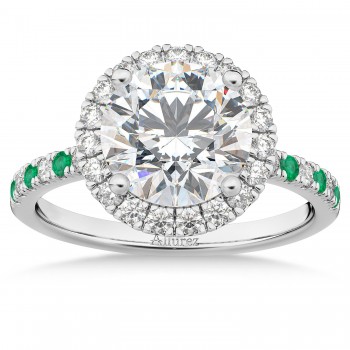 Emerald & Diamond Halo Engagement Ring Setting Platinum (0.50ct)